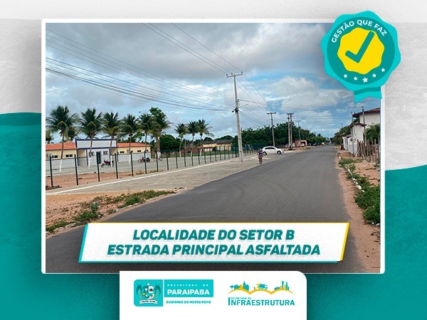 Localidade do setor B - Estrada principal asfaltada